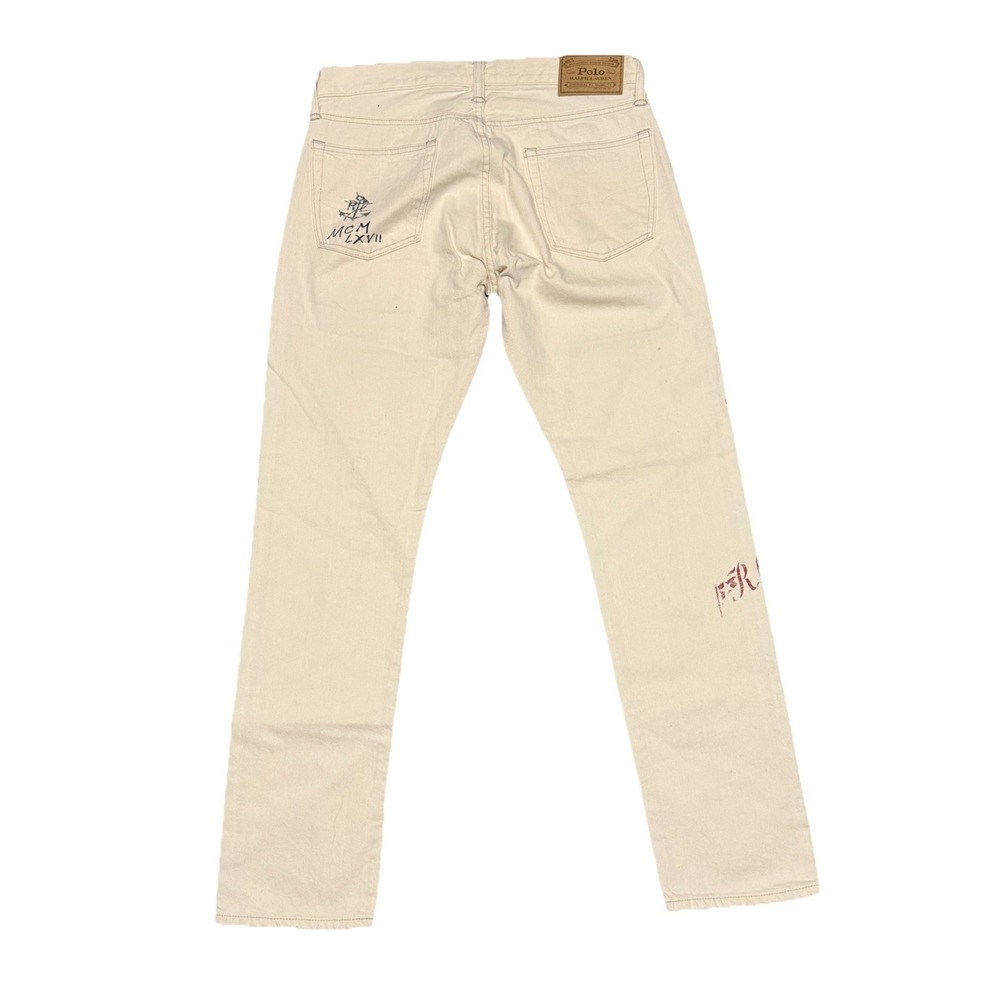 Polo Ralph Lauren The Varick Slim Straight Jeans 30x30 White Boat Button Fly - Picture 6 of 8